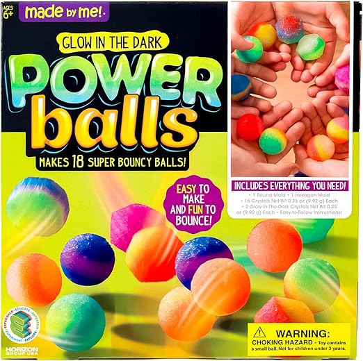 Made By Me Glow The Dark Powerballs by Horizon Group USA, DIY STEM Kit. Make 18 Bouncy Crystal Po... | Amazon (US)
