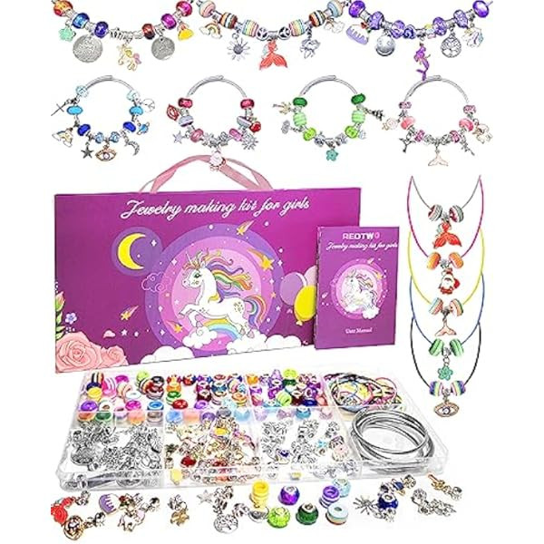 klmars Charm Bracelet Making Kit,Jewelry Making Supplies Beads,Unicorn/Mermaid Crafts Gifts Set f... | Amazon (US)