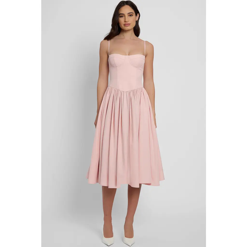 LEAU Ballerina Bustier Midi Dress in Pink at Nordstrom, Size Large | Nordstrom