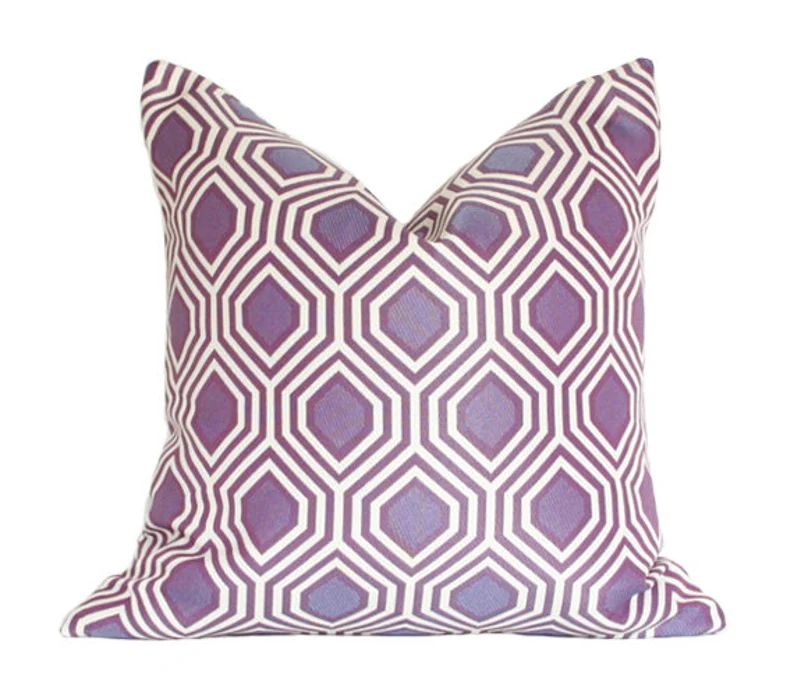 Hexagon Purple Luxury Throw Pillow  Kravet Geometric Designer | Etsy | Etsy (US)
