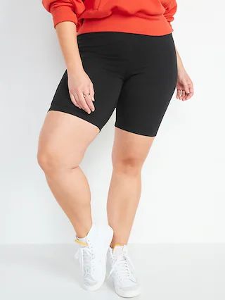 High-Waisted Long Biker Shorts For Women -- 8-Inch Inseam | Old Navy (US)