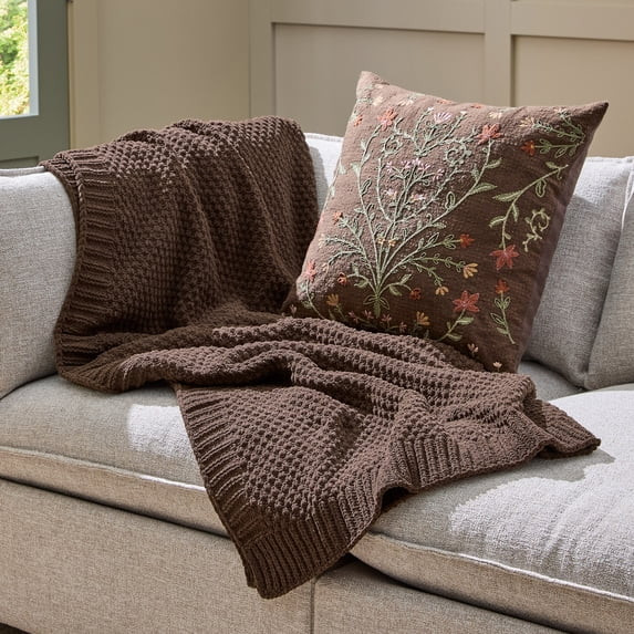 Better Homes & Gardens Super Soft Chenille Knit Oversized Couch Throw Blanket, Brown Basket, 50 x... | Walmart (US)