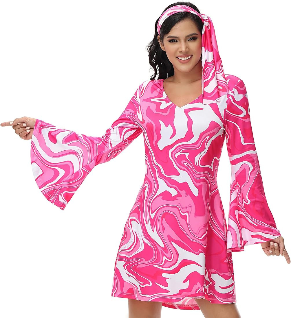frawirshau Disco Outfit Women 70s Costume Dicso Dress For Women Halloween Hippie Clothes for Wome... | Amazon (US)