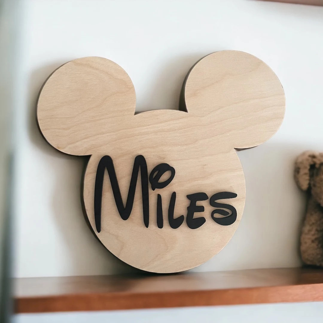 Personalized Mickey Name Sign | Wooden Disney-inspired Kids Room Decor | Custom Nursery Wall Art ... | Etsy (US)