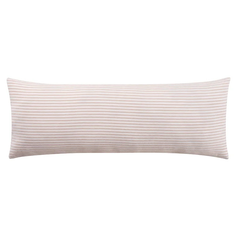 Mainstays 14" x 36" Beige Yarn Dyed Stripe Lumbar Decorative Pillow | Walmart (US)