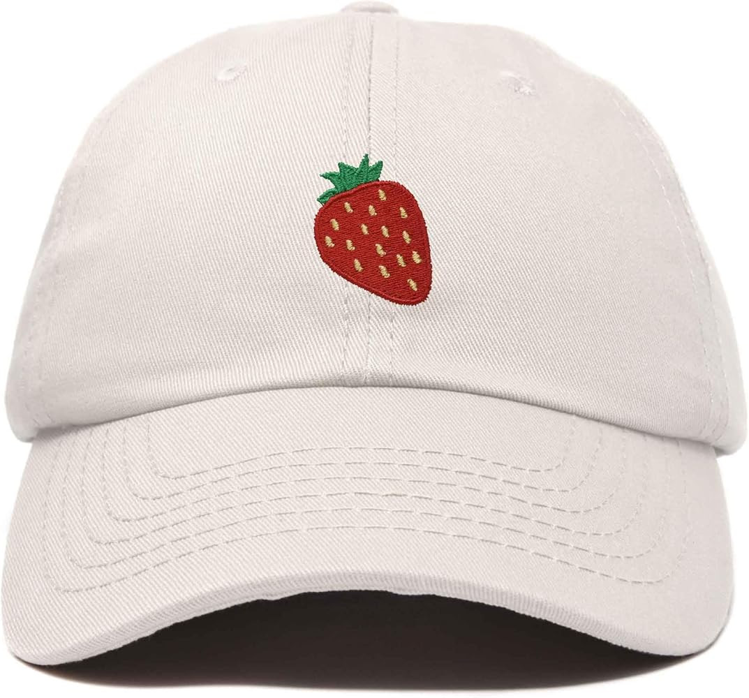 DALIX Strawberry Embroidered Cotton Dad Hat Fruit Adjustable Casual Baseball Cap Nature Womens | Amazon (US)
