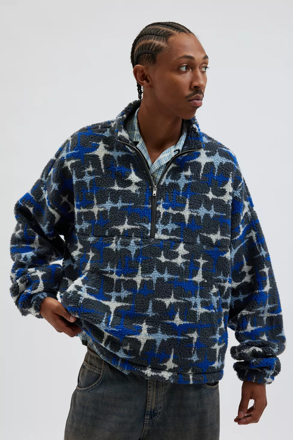BDG Scotty Printed Fleece Half-Zip Mock Neck Sweatshirt | Urban Outfitters (US and RoW)
