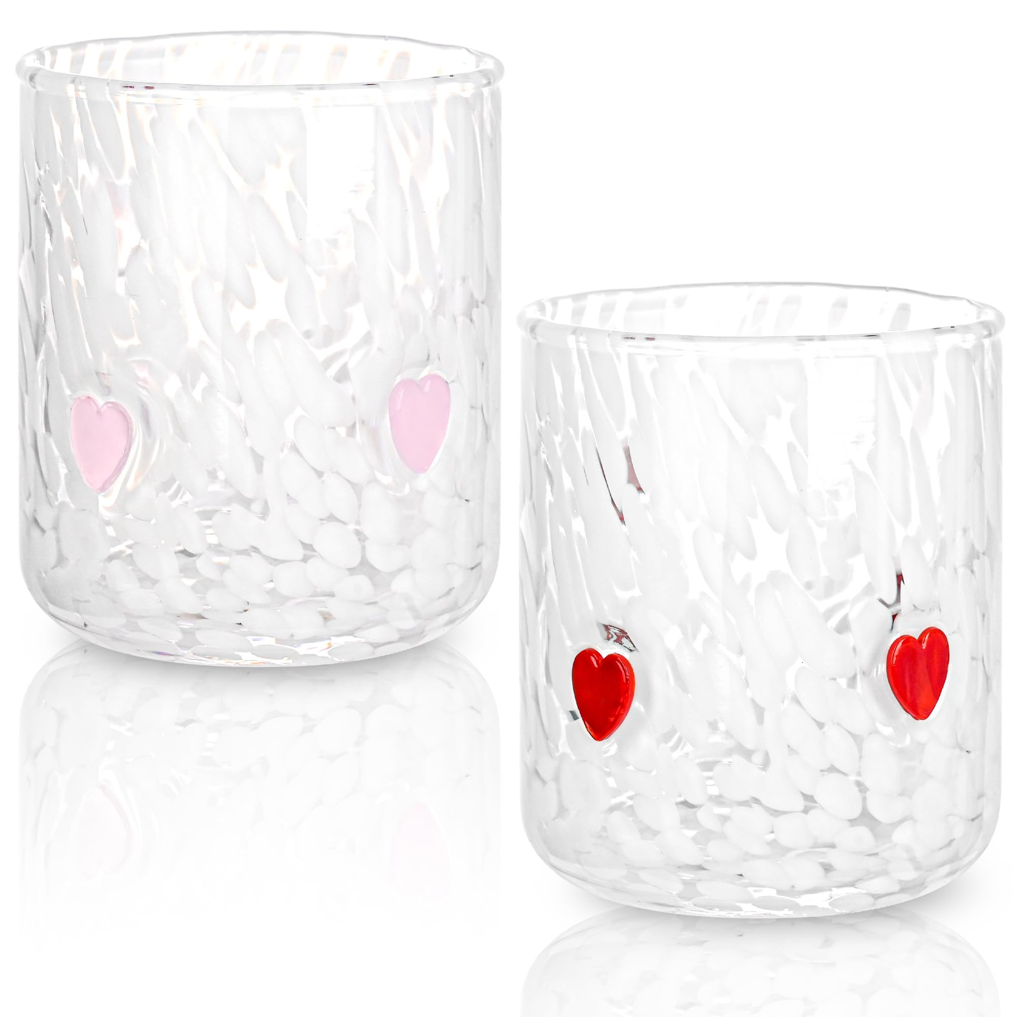 2 Pcs Valentine's Day Icon Glass Cups Set - 14 oz Heart Themed Stemless Wine Glasses Double Old F... | Amazon (US)