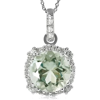 Silvershake 10mm Round Shape Natural Gemstones 925 Sterling Silver Pendant with 18 Inch Chain Nec... | Amazon (US)