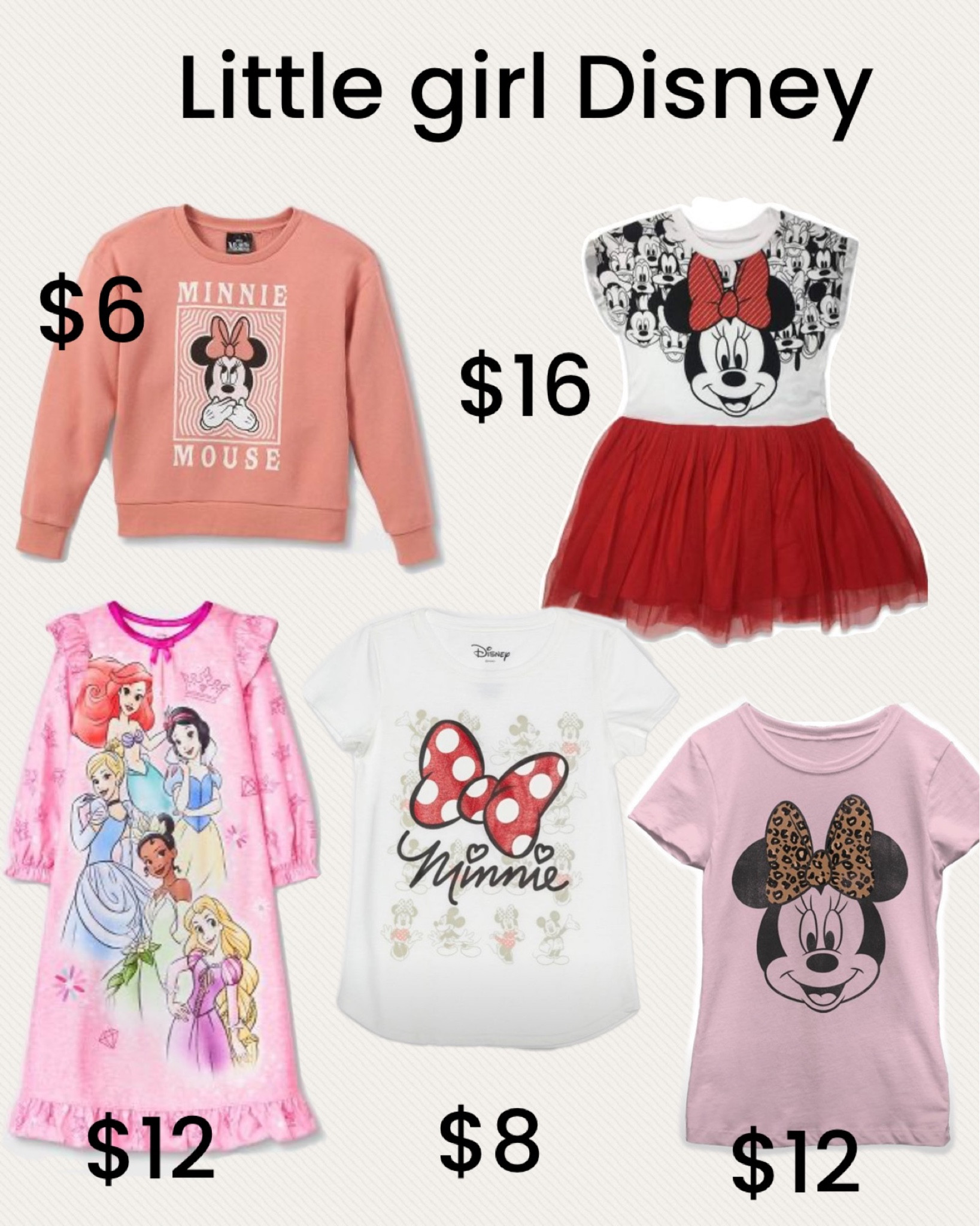 Little girl Disney outfits from target
XL girls tees would work for women's small
Disney world outfits 
Disney land 
Great firsts 
Minnie Mouse
Disney princesses


#LTKkids #LTKSeasonal #LTKtravel