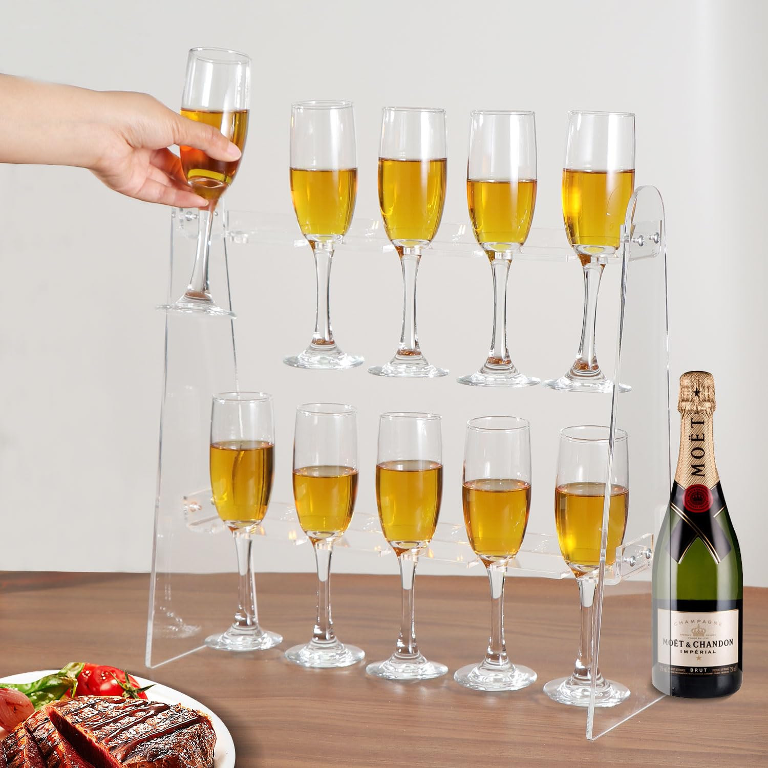 2 Tier Acrylic Champagne Glass Holder Champagne Wall Stand Champagne Flute Glass Holder Stand, Ta... | Amazon (US)