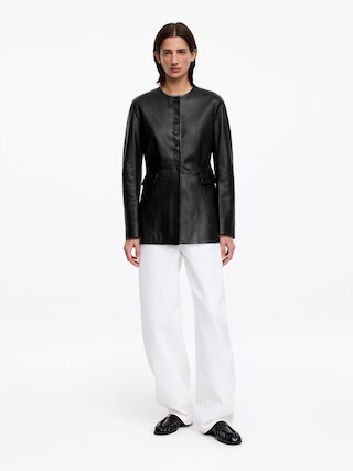 Collarless Leather Blazer | Arket EU