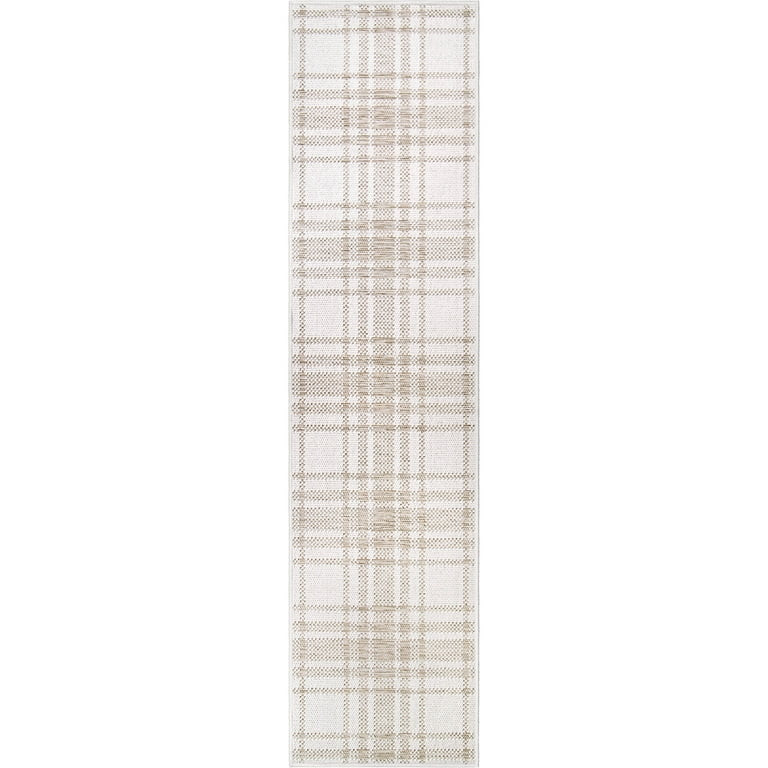 My Texas House Hampshire Plaid Reversible Indoor/ Outdoor Area Rug, Natural Driftwood, 2' x 8' Ru... | Walmart (US)