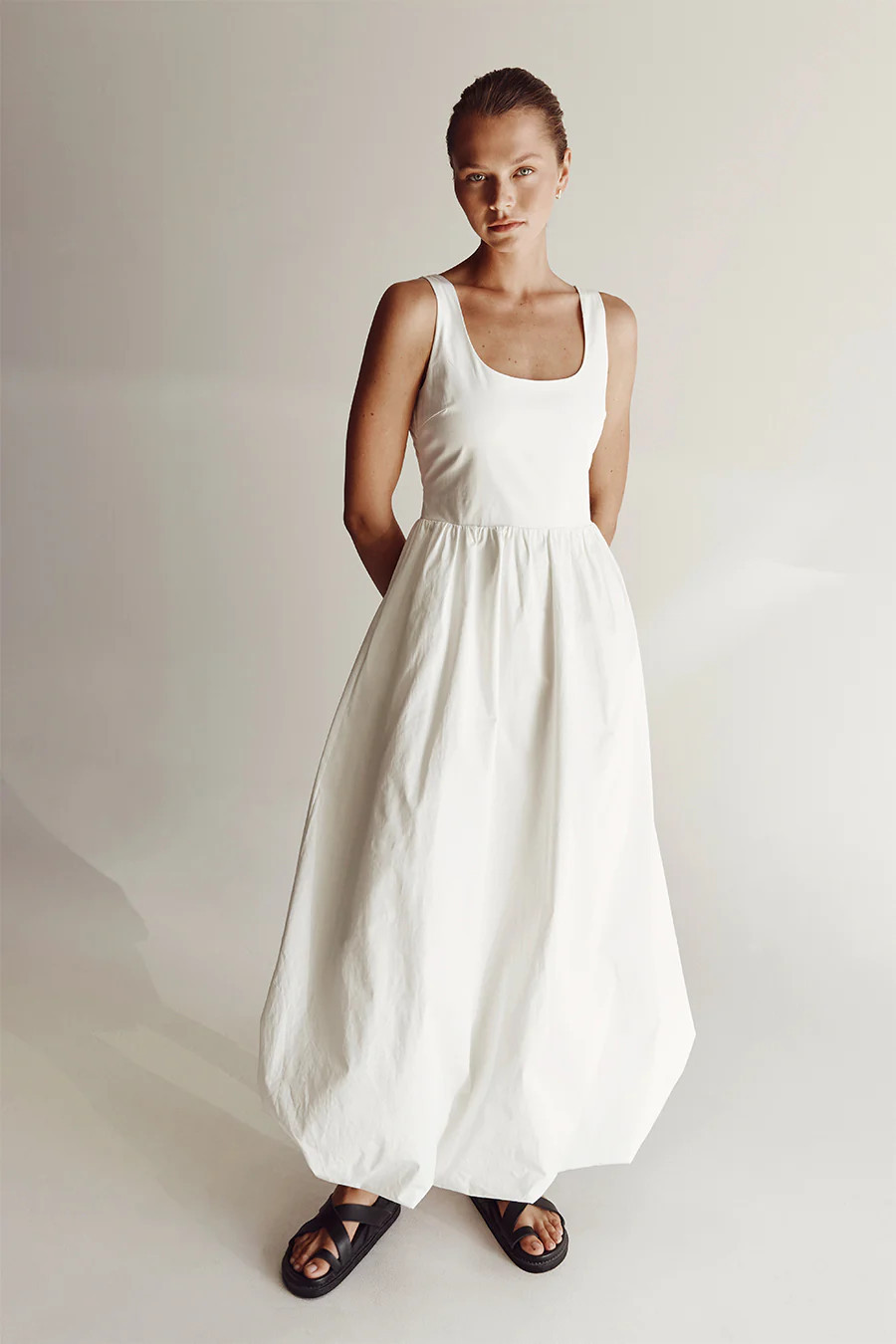 MORGAN WHITE COTTON MIDI DRESS | DISSH