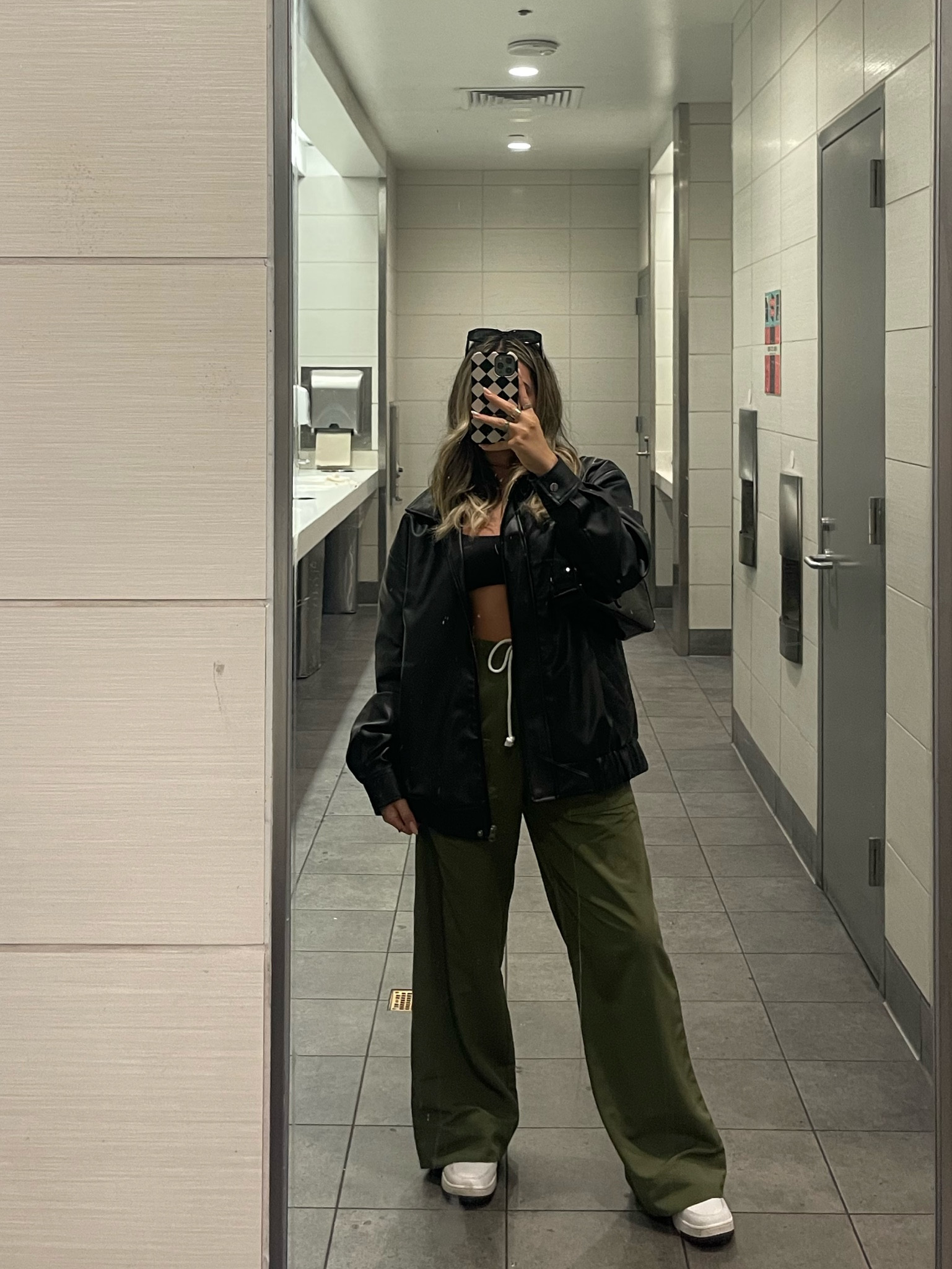 airport fit 🖤
Comfy fit, comfy style, comfy fashion, cargo pants, green pants, leather jacket, skims bralette, airport outfit

#LTKfit #LTKsalealert #LTKstyletip