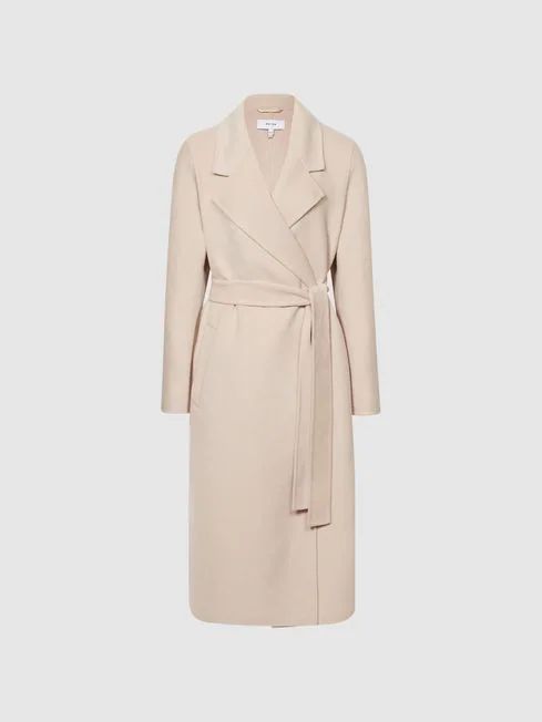 Reiss Pink Agnes Regular Belted Blindseam Wool Longline Coat | Reiss (UK)