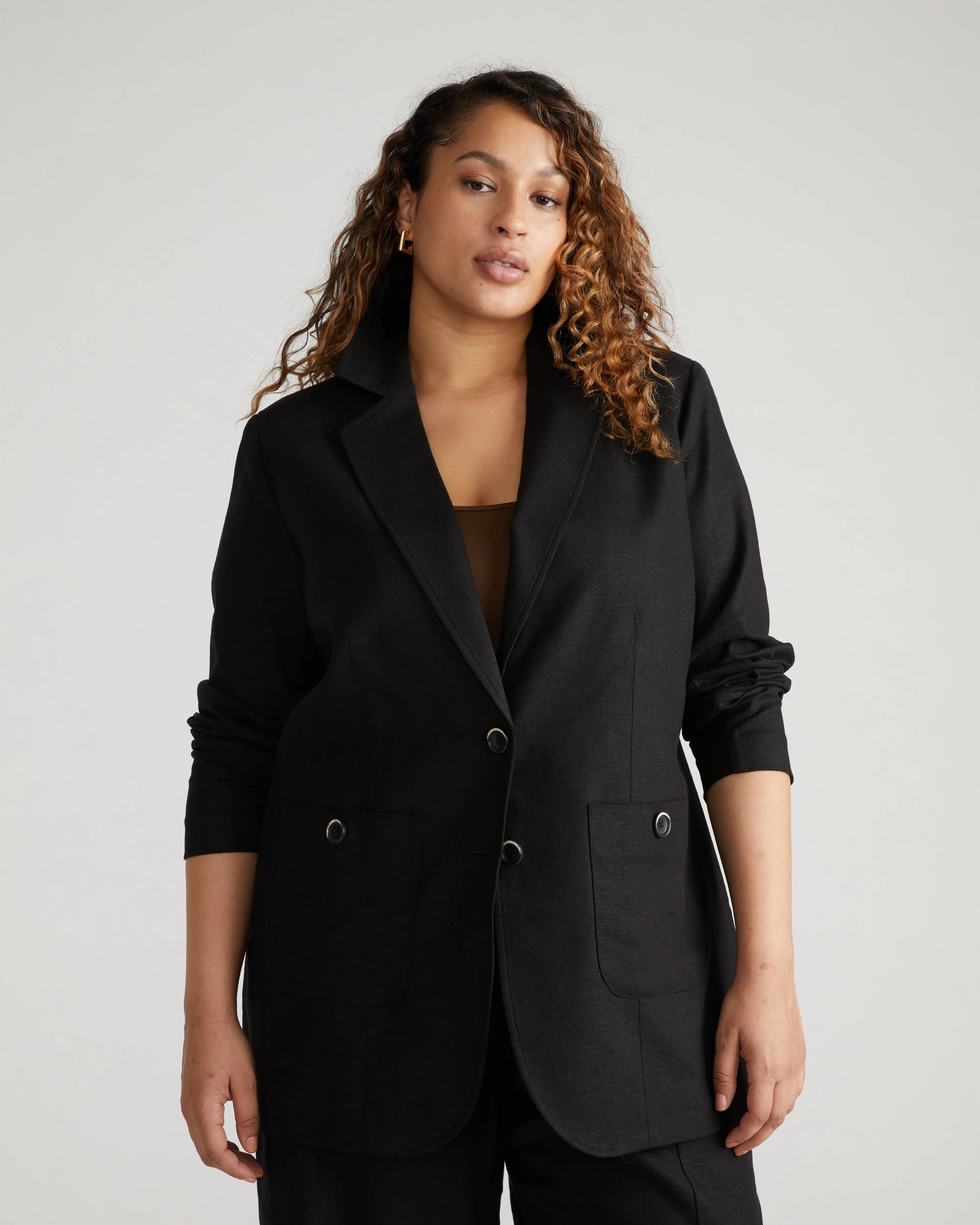Coastal Linen Blazer - Black | Universal Standard