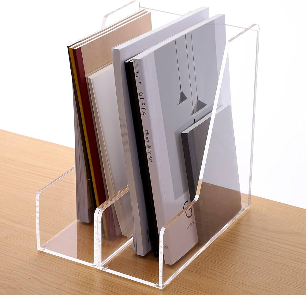 Magazine Holder, Clear Acrylic Desk Organizers, File Organizer for Desk, Magazine Rack- Desktop B... | Amazon (US)