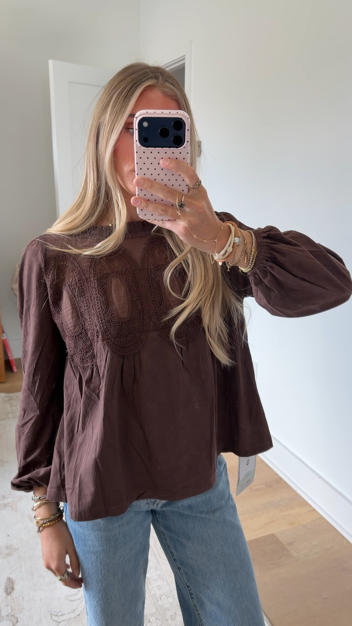 Amazon size small Women's Cord Mesh Lace Neck Long Sleeve Babydoll Blouse Flowy Top
Boho Lace Crochet Patchwork Corduroy Vintage Top Bubble Sleeve Loose Fit Fall Blouse Daily Commute Weekend Gathering

#LTKootd #LTKWorkwear #LTKSaleAlert
