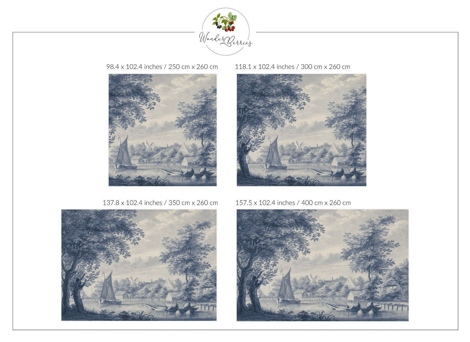 Dutch navy nautical landscape, Peel and stick vintage tree painting wallpaper 53 | Etsy (US)