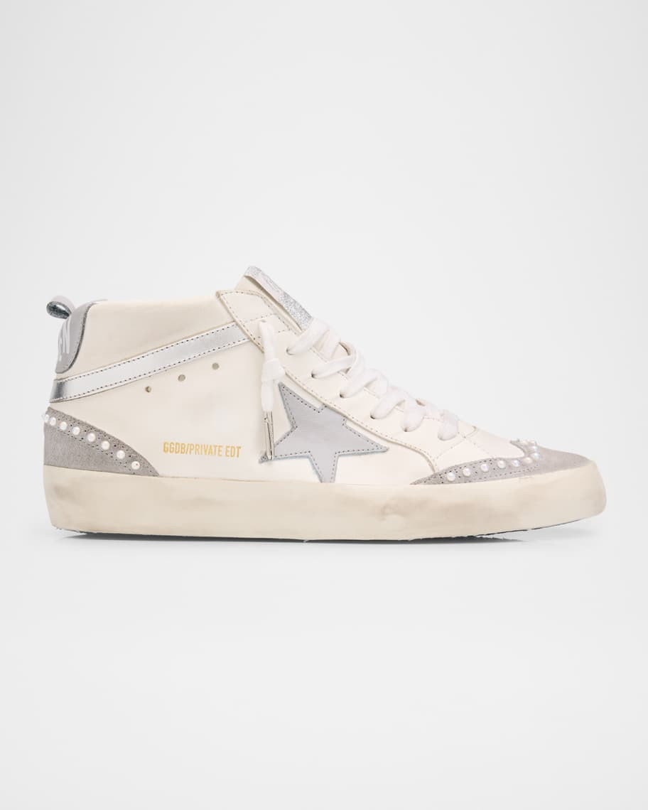 Golden Goose Midstar Mixed Leather Pearly Mid-Top Sneakers | Neiman Marcus