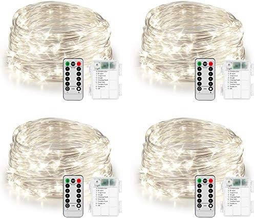 Koxly 4 Pack 20ft 60 Led Fairy Lights with Remote Timer Waterproof Christmas Decor Battery Operat... | Amazon (US)