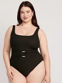 Belted Crochet One-Piece Swimsuit for Women | Old Navy (US)