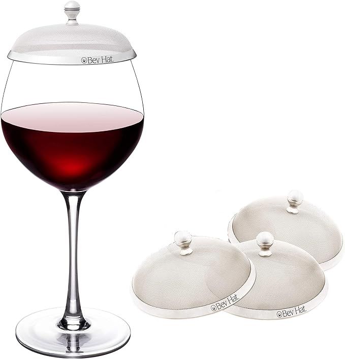BevHat Stainless Steel Wine Glass Cover (Pack of 4). Keep The Bugs Out of Your Drinks While Outdo... | Amazon (US)