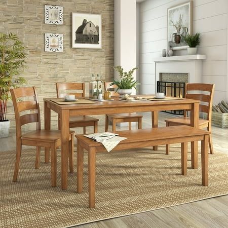 Weston Home Lexington Dining Set with Bench and 4 Ladder Back Chairs | Walmart (US)