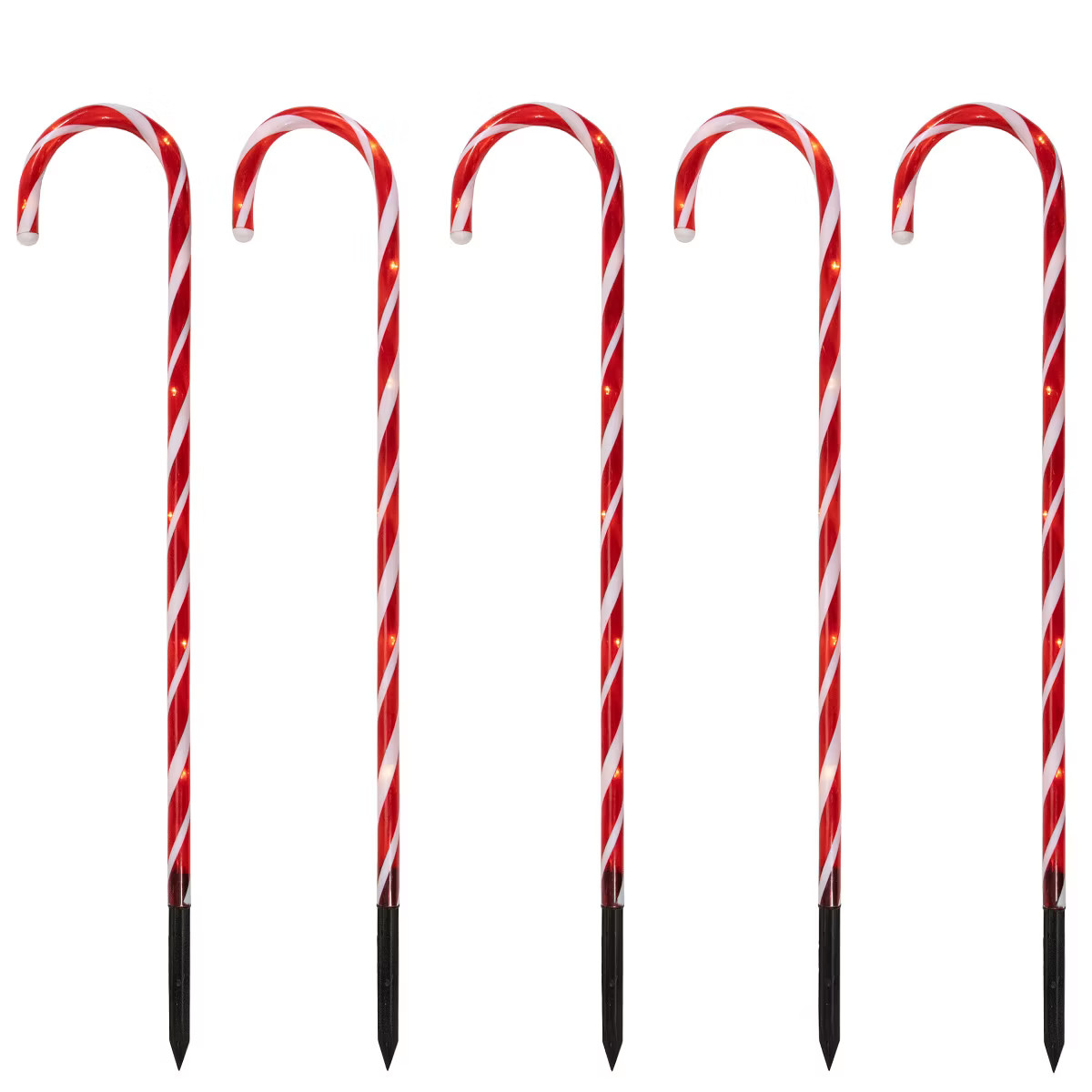 Northlight Set of 5 Red Lighted Candy Cane Christmas Lawn Stakes 28" | Target
