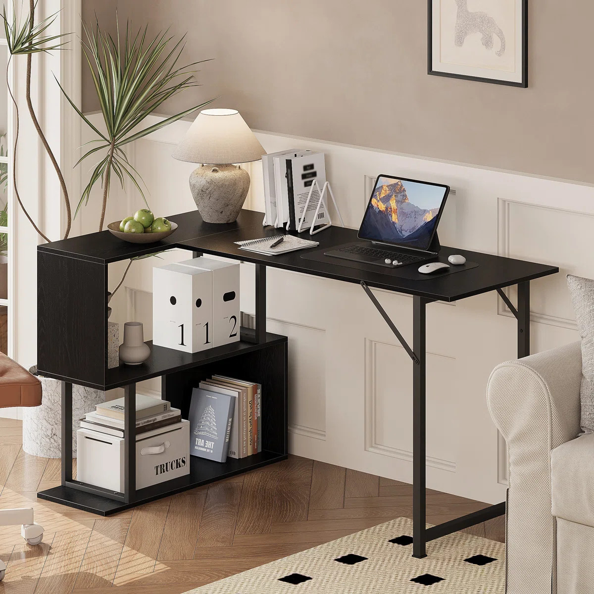 Industrial L-Shaped Desk with Storage Shelves,48 Inch Corner Computer Gaming Desk PC Laptop Study... | Wayfair North America