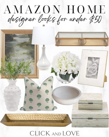 Amazon designer looks under $50 ✨decorative accessories to style bookcases, coffee tables or consoles. Mix and match textures and finishes for a more modern feel! 

Decorative accessories, coffee table decor, bookcase decor, bookcase styling, coffee table styling, console styling,picture frame, gold accents, hammered tray, decorative box, decorative bowl, faux florals, lamp, lighting, hobnail vase, framed art, art, wall decor, under $50, home decor, accent pillow, Living room, bedroom, guest room, dining room, entryway, seating area, family room, Modern home decor, traditional home decor, budget friendly home decor, Interior design, shoppable inspiration, curated styling, beautiful spaces, classic home decor, bedroom styling, living room styling, dining room styling, look for less, designer inspired, Amazon, Amazon home, Amazon must haves, Amazon finds, amazon favorites, Amazon home decor #amazon #amazonhome

#LTKStyleTip #LTKHome #LTKFindsUnder50