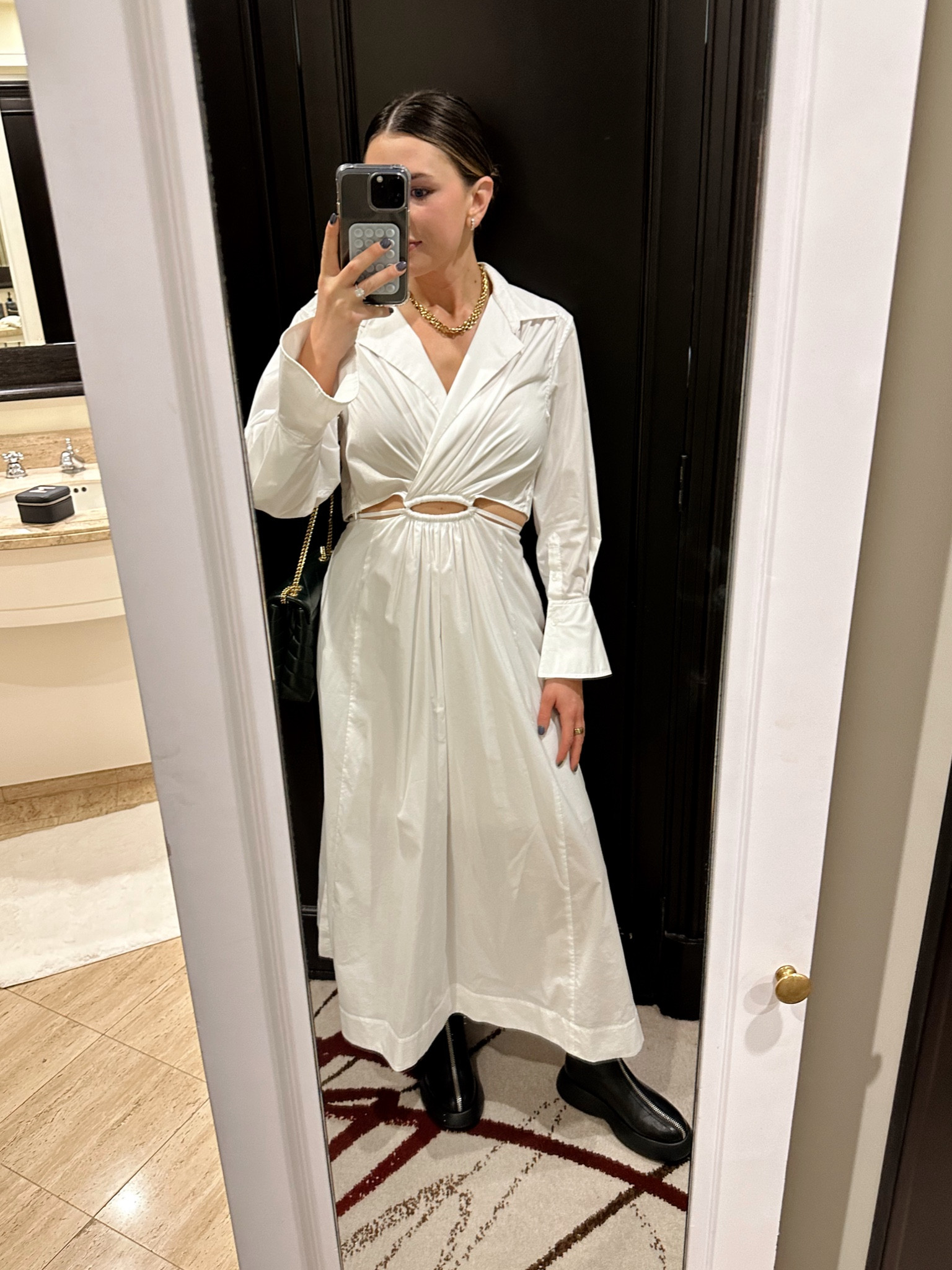 White dress, simkhai dress, cutout dress, lug boots 

#LTKfindsunder100 #LTKstyletip #LTKshoecrush