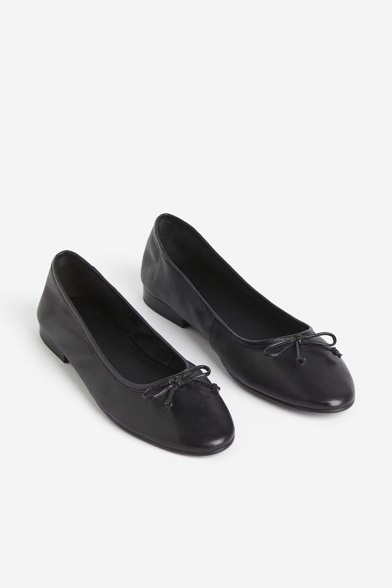 Leather ballet pumps - No heel - Black - Ladies | H&M GB | H&M (UK, MY, IN, SG, PH, TW, HK)