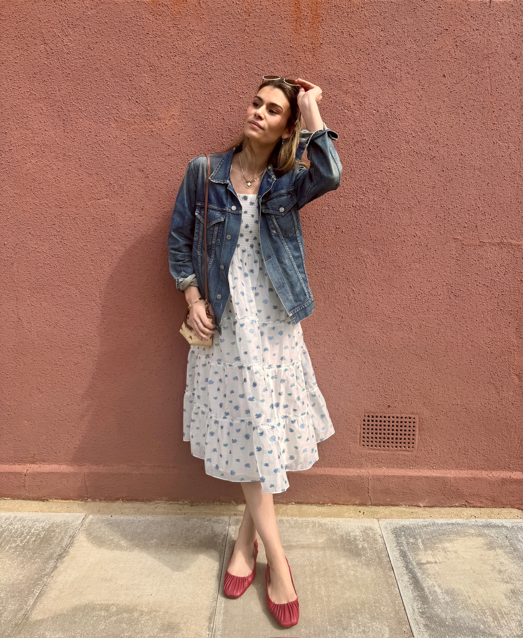 Flowery easy wear dress with ballet shoes and denim jacket 

Hill house dress
Denim jacket
Red ballerina
Sezane outfit 
Sezane shoes
Flower dress
Spring dress



#LTKshoecrush #LTKeurope #LTKSeasonal