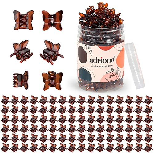 ADRIONE Brown Small Butterfly Hair Claw Clip - 100 Pack Tortoise Shell Mini Butterfly clip for Women, Girls, Teens, Kids, Baby, Toddler - Tiny Bangs Hair Clip Decorative Little Butterfly Hair Clips | Amazon (US)