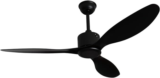 52-inch Ceiling Fan No Light Remote Control Low Profile 3 Blades Reversible DC Motor, Black | Amazon (US)