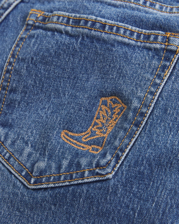 Women's Mid Rise Bootcut Cowboy Embroidered Jean | Women's Bottoms | Abercrombie.com | Abercrombie & Fitch (US)