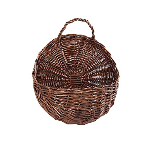 JJSQYLAN JJSQ Handmade Woven Wicker Hanging Storage Basket, Wall Decorations for Home Garden Wedding, Brown, 14.2×11.8×4.7 inch | Amazon (US)