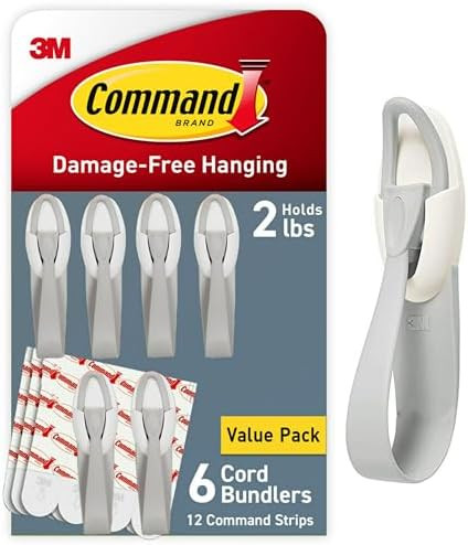 Command Cord Bundlers, Damage-Free Hanging Organizer for Electrical Cables, 6 Gray Bundlers and 1... | Amazon (CA)