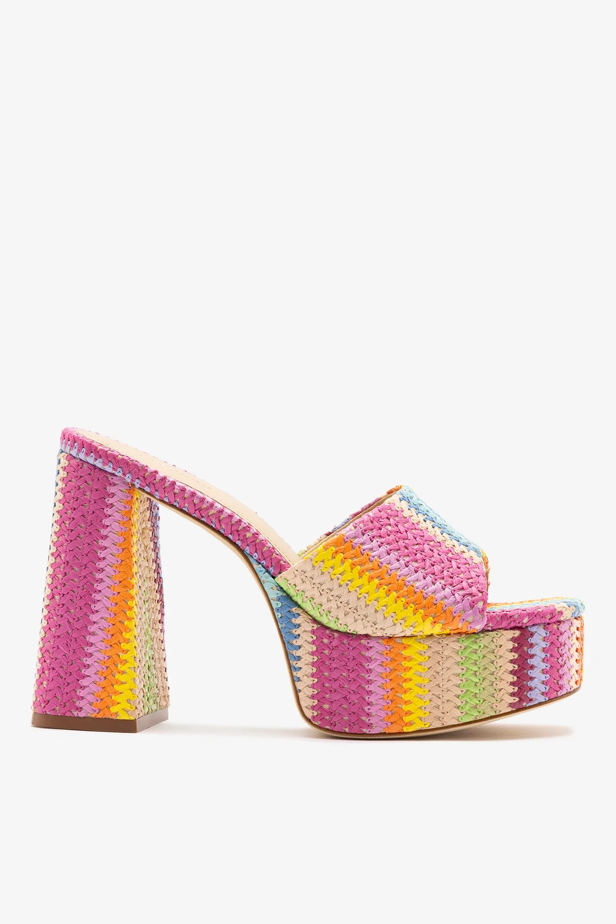 Dolly Mule Rainbow Raffia | Larroude