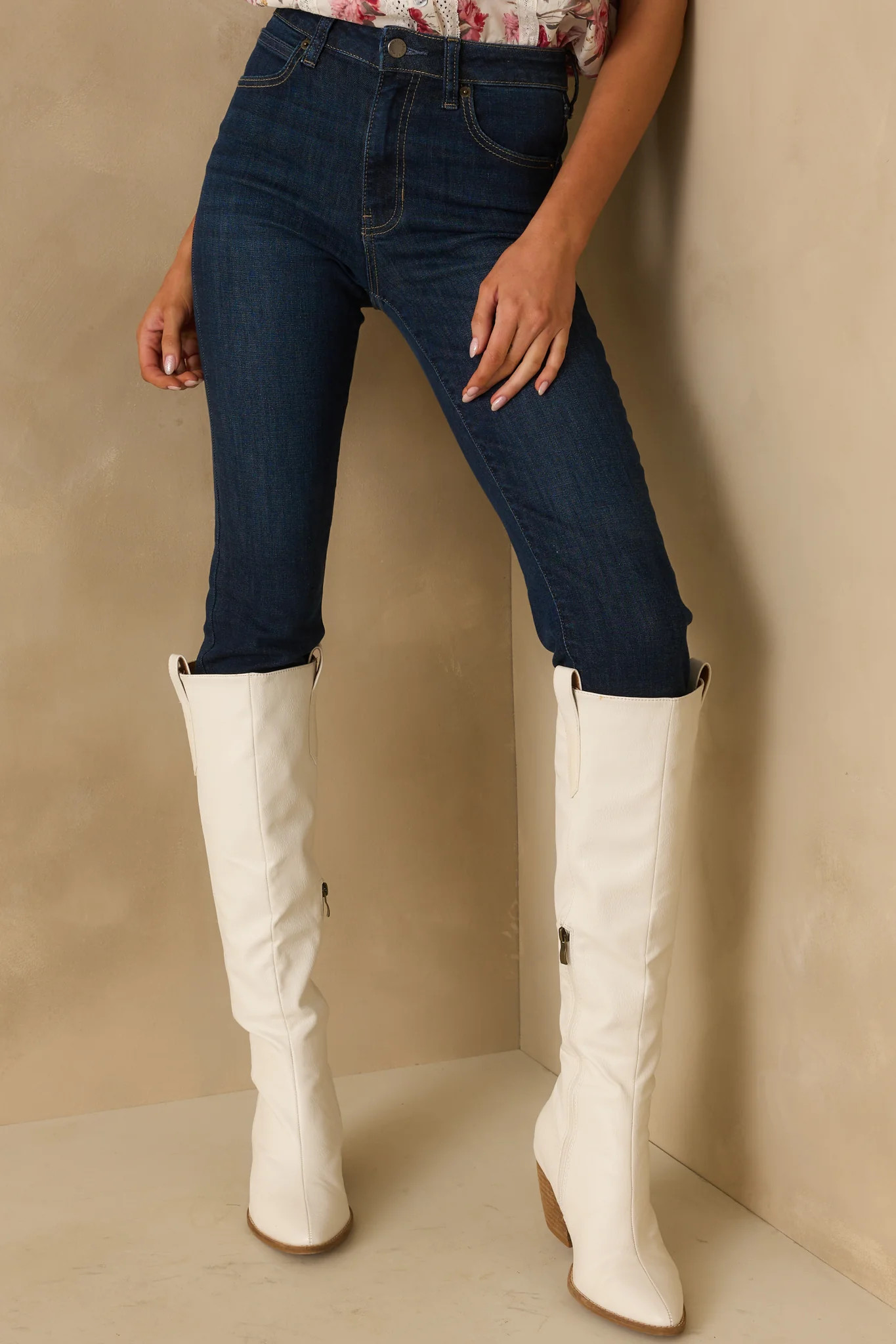 It's Been Real White Boots | Red Dress