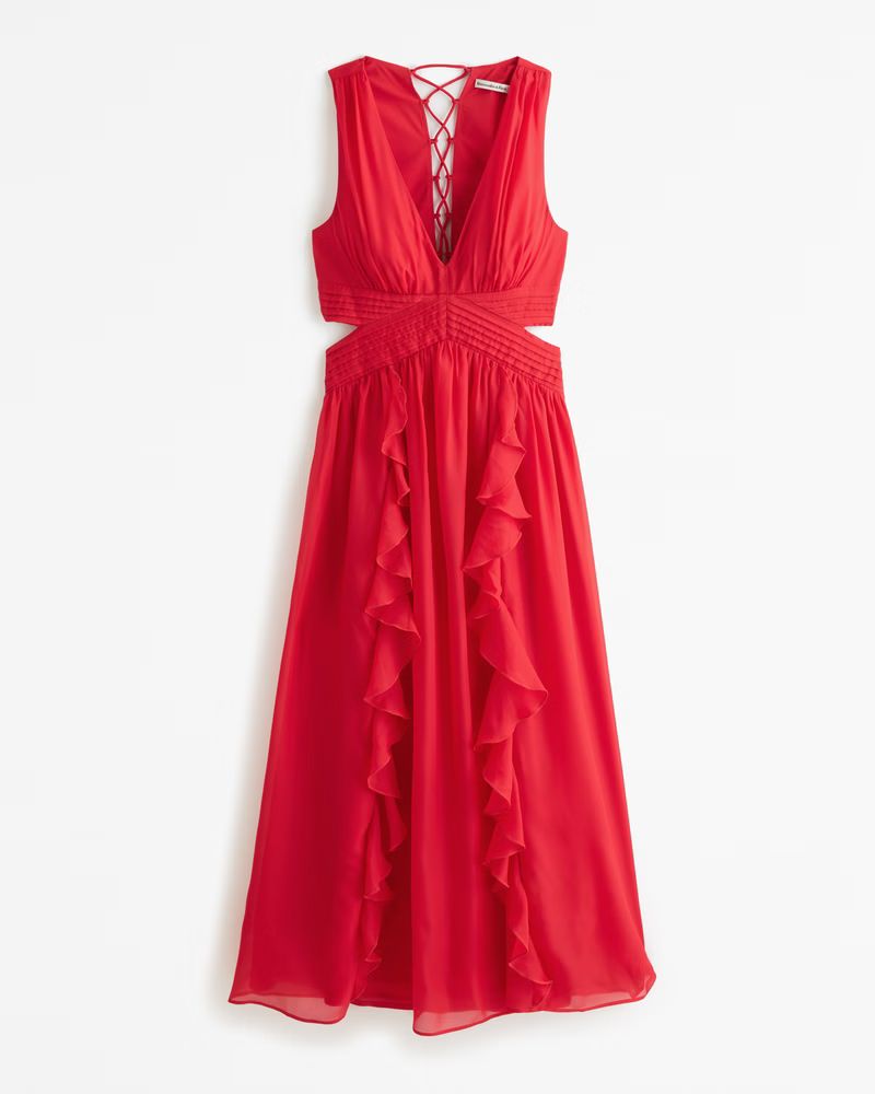 Women's Lace-Up Back Maxi Dress | Women's Dresses & Jumpsuits | Abercrombie.com | Abercrombie & Fitch (US)