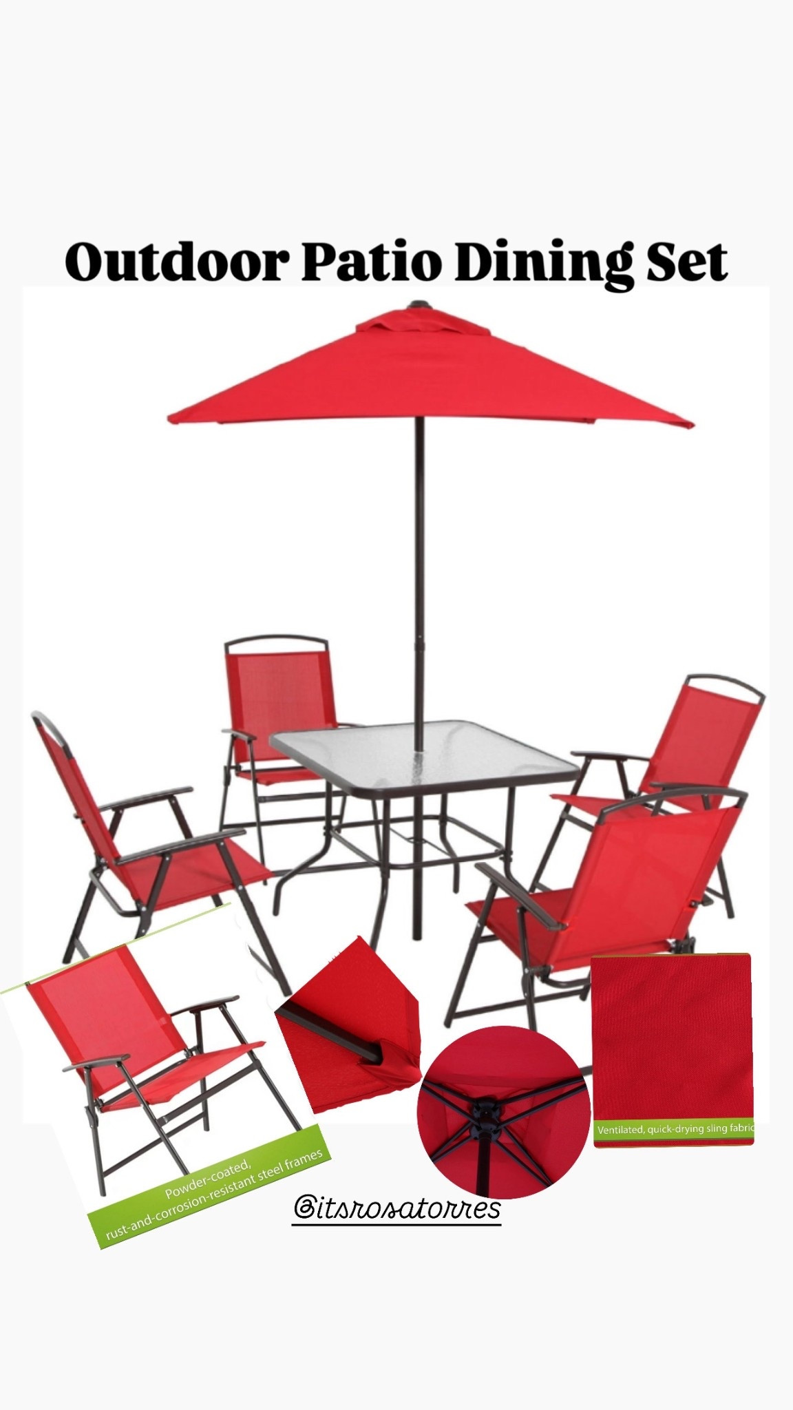 Steel 6-Piece Outdoor Patio Dining Set with Umbrella for small space is perfect. Plus it’s powercoated rust-and-corrosion-resistant steel frames. 

#patiodiningset #backyarddiningset #patiofurniture #backyardfurnitureset #backyardoasis #Patioumbrella

#LTKSeasonal #LTKfoodie #LTKHome