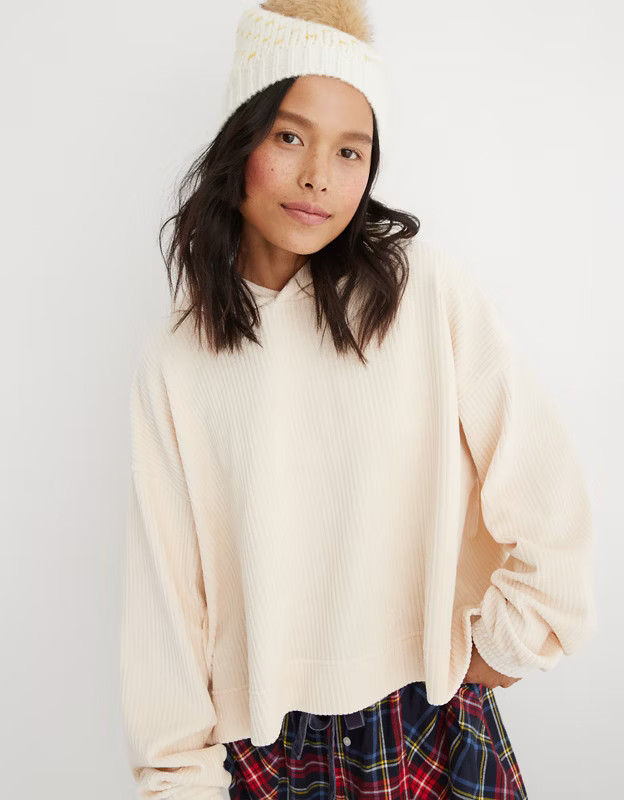 Aerie Groove-On Velour Hoodie | American Eagle Outfitters (US & CA)
