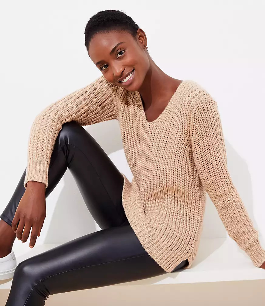 Shimmer V-Neck Sweater | LOFT | LOFT