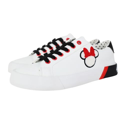 Minnie Mouse Womens Sneakers Low Court Lace Up - White - 10 | Amazon (US)