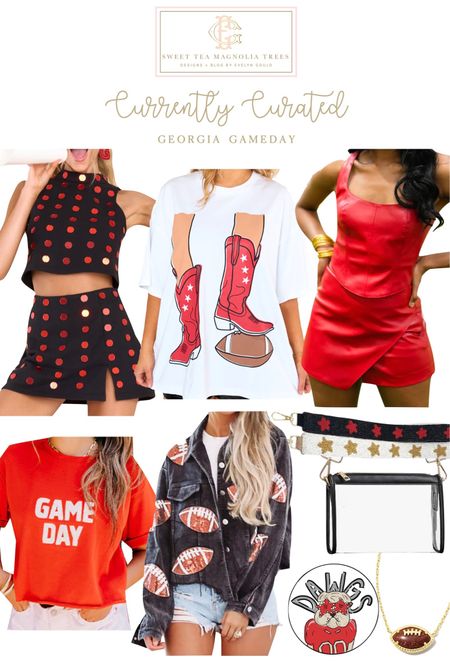 GO DAWGS ❤️🐶 Georgia Gameday attire!! Of course also works for any team with red or black colors! Also includes clear bag, beaded bag straps, gameday button, and football jacket

#UGA #Georgia #Gameday 

#LTKU #LTKSeasonal #LTKBacktoSchool