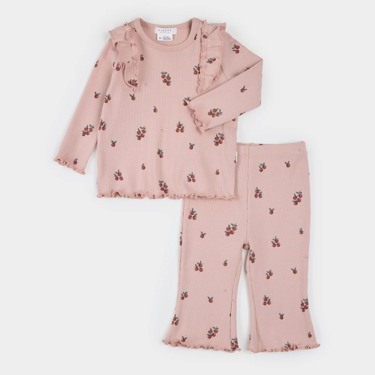 Little Apples Print on Flared Legging Set | Petit Lem