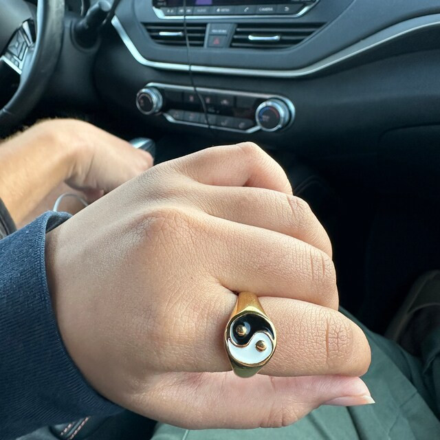 Gold Filled YIN YANG Rings, Vintage Statement Women Rings, Yellow Navy White Black White, Waterpr... | Etsy (US)